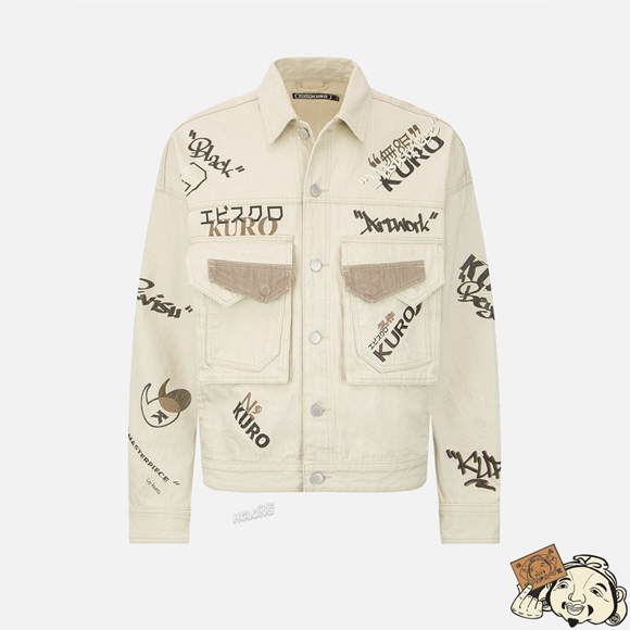 Men Evisu MONOGRAM PRINT DENIM JACKET Beige | 905YOWIZS