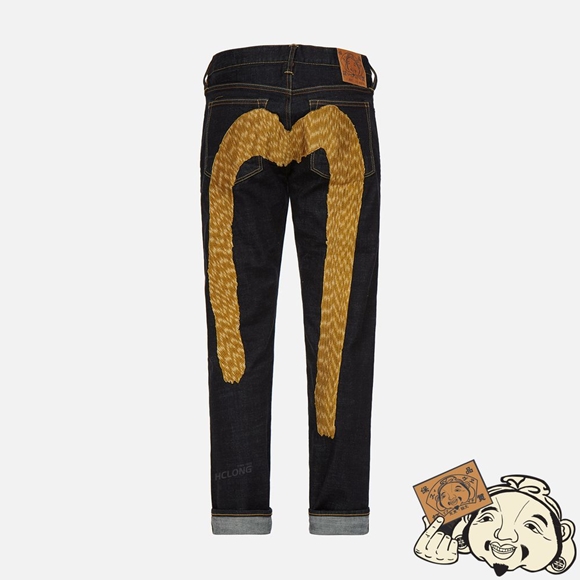 Men Evisu MULTICOLOR BRUSHSTROKE DAICOCK EMBROIDERY CARROT FIT JEANS #2017 Indigo | 732PLCEVS