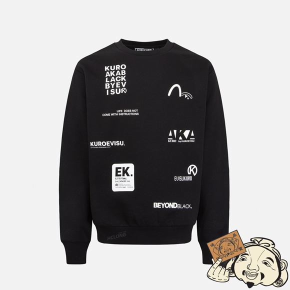 Men Evisu MULTI GRAPHIC PRINT SWEATSHIRT Noir | 209DBTVRS