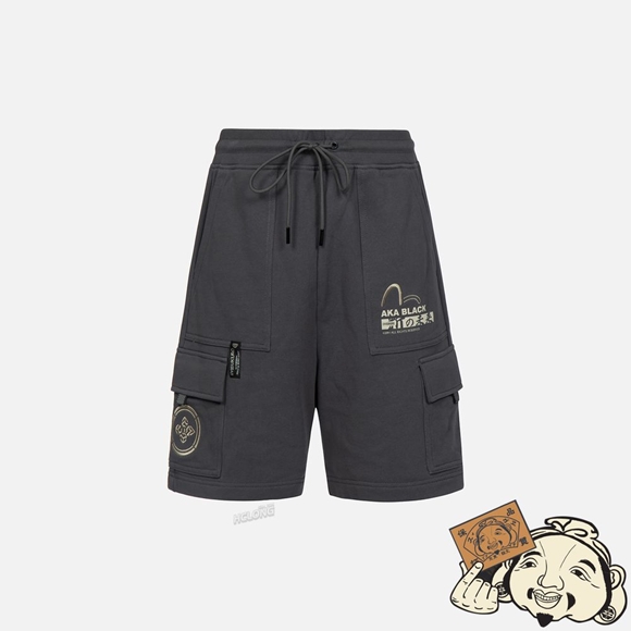 Men Evisu MULTI-POCKET CARGO SWEAT SHORTS CHARCOAL | 154UIVMPH