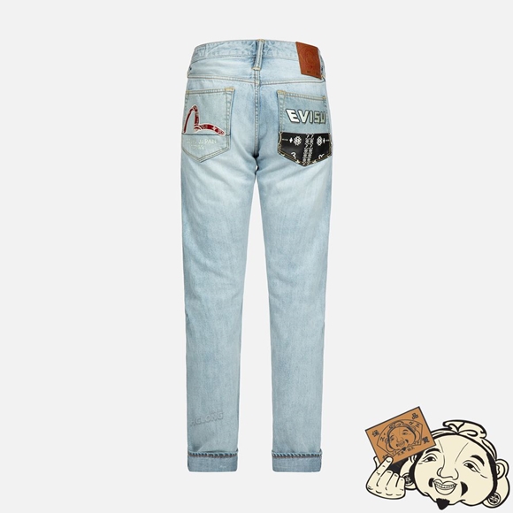 Men Evisu NOMADIC BANDANA-PATTERN PRINT CARROT-FIT JEANS #2017 Indigo | 976MIDCTA
