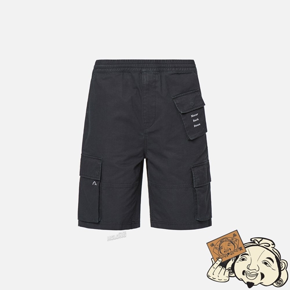 Men Evisu PIGMENT WASHED CARGO SHORTS Noir | 239FBEDOZ