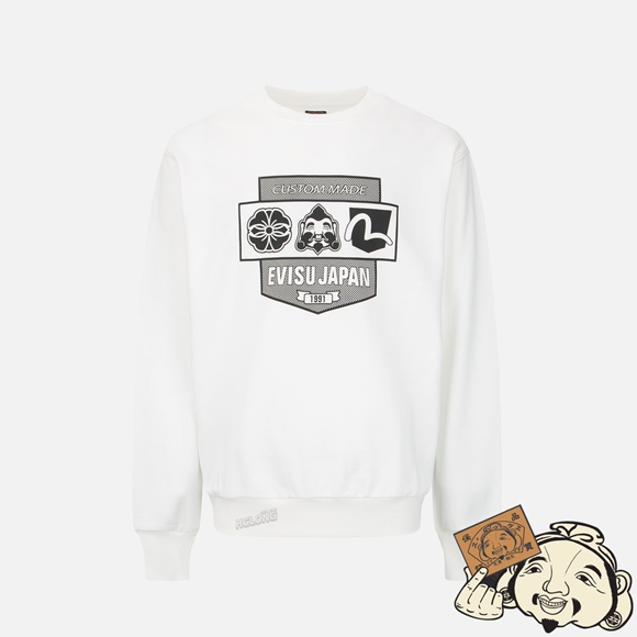 Men Evisu POCKET GRAPHIC PRINT SWEATSHIRT Blanche | 035OPDVMJ