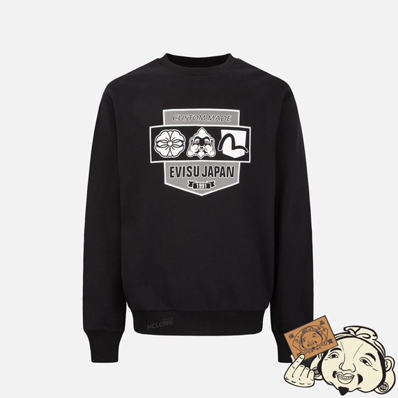 Men Evisu POCKET GRAPHIC PRINT SWEATSHIRT Noir | 589URPWMZ