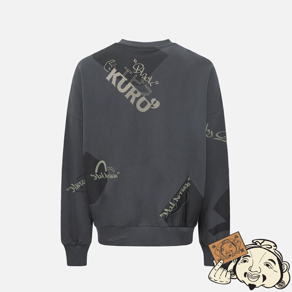 Men Evisu QUOTATION MARK PRINT SWEATSHIRT CHARCOAL | 073XQELIV