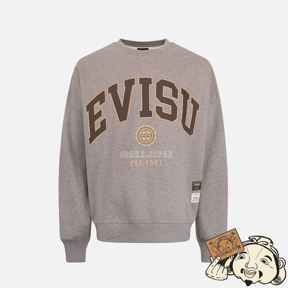 Men Evisu RETRO LOGO PRINT OVERSIZED SWEATSHIRT CHARCOAL | 031ALOTGC