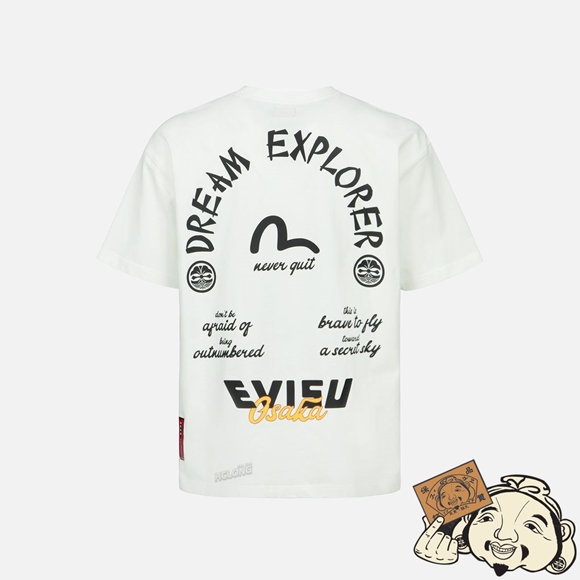 Men Evisu SAMURAI AND SLOGAN PRINT T-SHIRT Blanche | 472DTCFLR