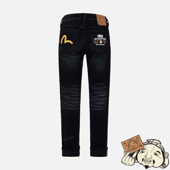 Men Evisu SEAGULL AND LOGO PRINT SLIM-FIT JEANS Noir | 693WDVTHC