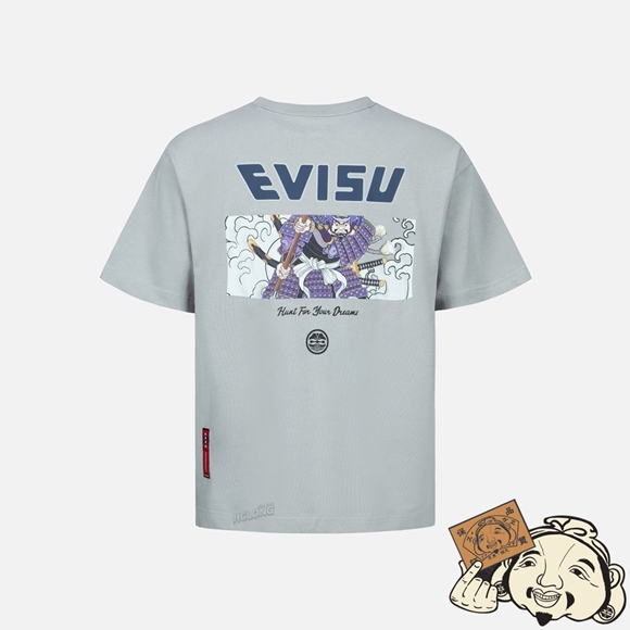 Men Evisu SEAGULL AND SAMURAI PRINT T-SHIRT Grise | 614IQCKBO