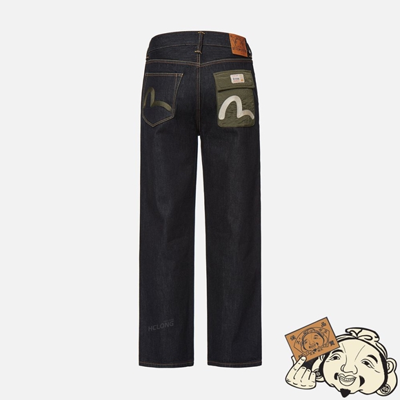 Men Evisu SEAGULL EMBROIDERED WIDE LEG DENIM JEANS Indigo | 805XWDJSC