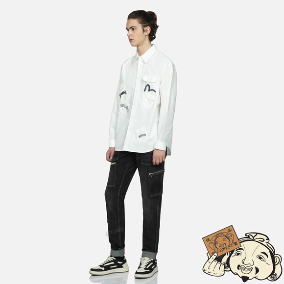Men Evisu SEAGULL EMBROIDERY MULTI-POCKET CARROT FIT JEANS #2017 Noir | 312OIDWFZ