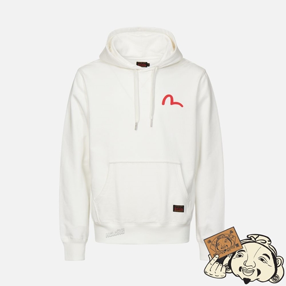 Men Evisu SEAGULL PRINT HOODIE Blanche | 207VEPRFC