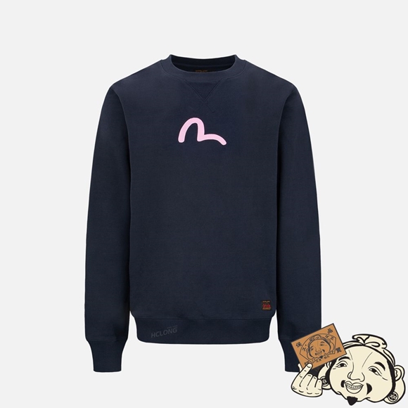 Men Evisu SEAGULL PRINT SWEATSHIRT Bleu Marine | 829UWMQKX