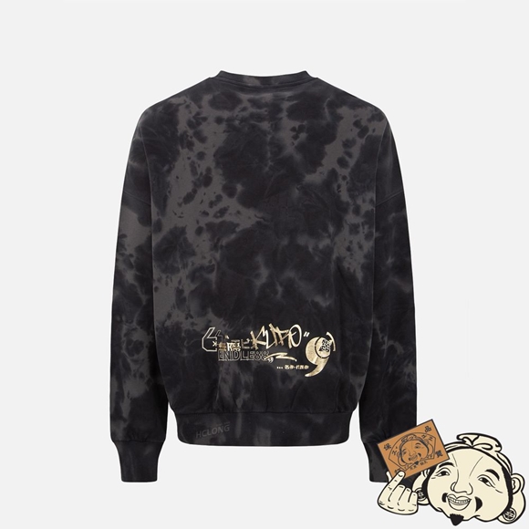 Men Evisu SLOGAN PRINT TIE-DYE SWEATSHIRT CHARCOAL | 296IYSAUW