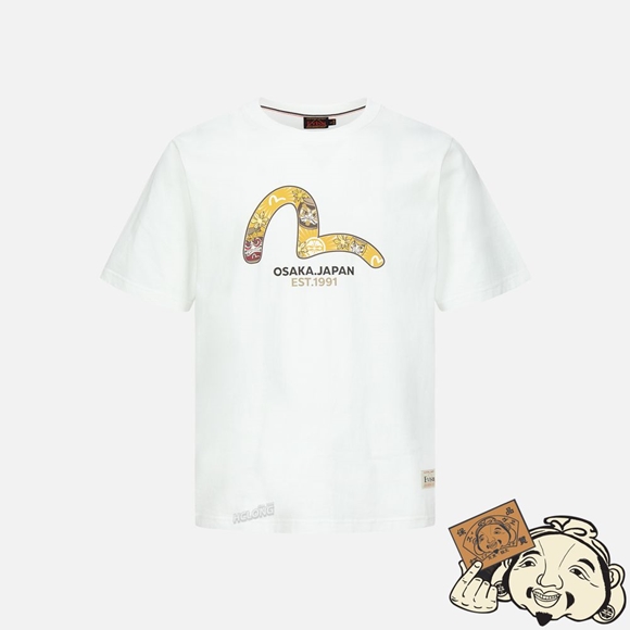 Men Evisu TAIKO DARUMA SEAGULL PRINT T-SHIRT Blanche | 285BNIKXH