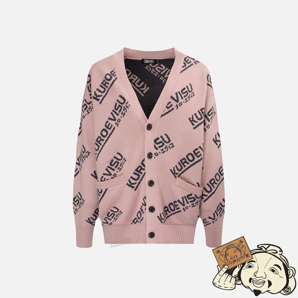 Women Evisu ALLOVER LOGO INTARSIA CARDIGAN Rose | 658XZWULQ