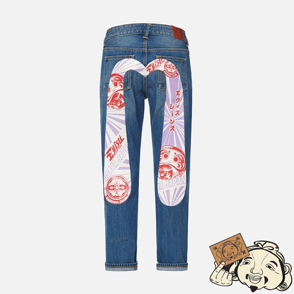 Women Evisu DARUMA AND KAMON DAICOCK BOYFRIEND JEANS Indigo | 920YJBMXQ
