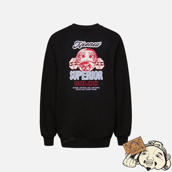 Women Evisu DARUMA AND KAMON PRINT SWEATSHIRT Noir | 824ZHCMNK