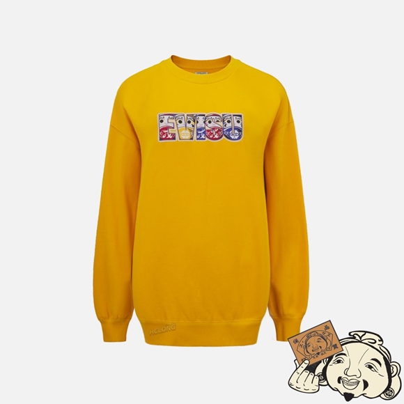 Women Evisu DARUMA AND KAMON PRINT SWEATSHIRT Jaune | 890DRWPJG