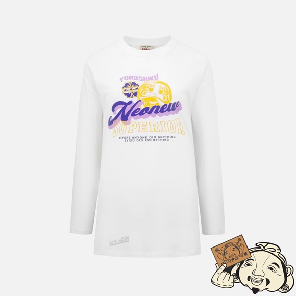 Women Evisu DARUMA AND LOGO PRINT T-SHIRT Blanche | 520GDBQVP