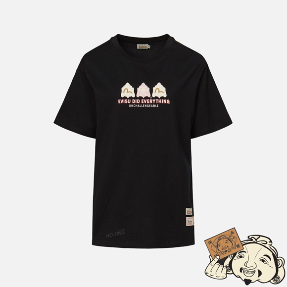 Women Evisu GODHEAD PRINT T-SHIRT Noir | 192YELGKO
