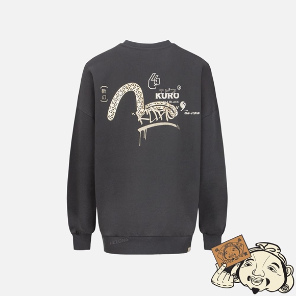 Women Evisu GRAFFITI LOGO PRINT SWEATSHIRT CHARCOAL | 086LCJPKH