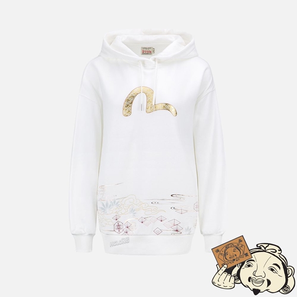 Women Evisu JAPANESE PATTERN PRINT SWEATSHIRT Blanche | 831PBOQWE
