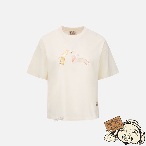 Women Evisu JAPANESE-PATTERN SEAGULL PRINT T-SHIRT Beige | 372TAGPOD