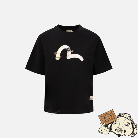 Women Evisu JAPANESE-PATTERN SEAGULL PRINT T-SHIRT Noir | 536QPBEYF