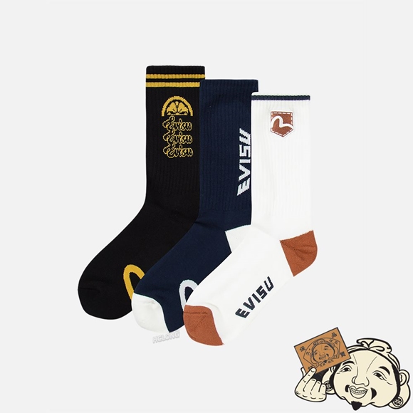 Women Evisu KAMON AND LOGO-TRIO JACQUARD LONG SOCKS MULTIPLE | 834LQCKUY