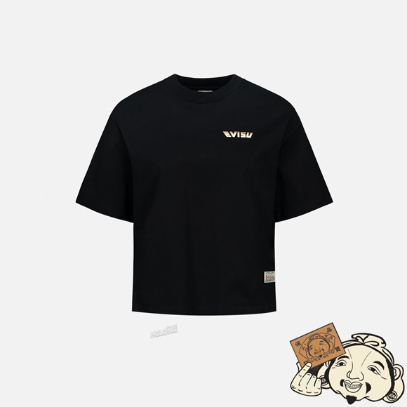 Women Evisu LOGO AND BROCADE-PATTERN KAMON PRINT T-SHIRT Noir | 178UQWMCI