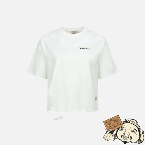 Women Evisu LOGO AND BROCADE-PATTERN KAMON PRINT T-SHIRT Blanche | 468JAVHKI