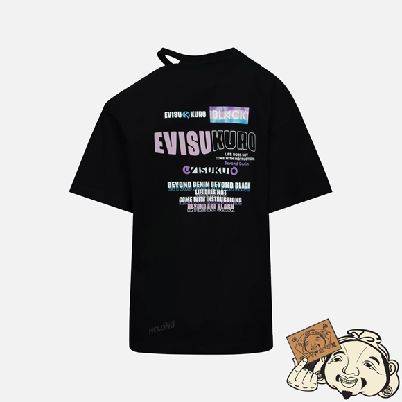 Women Evisu LOGO PRINT COLD-SHOULDER T-SHIRT Noir | 653JYWHOA