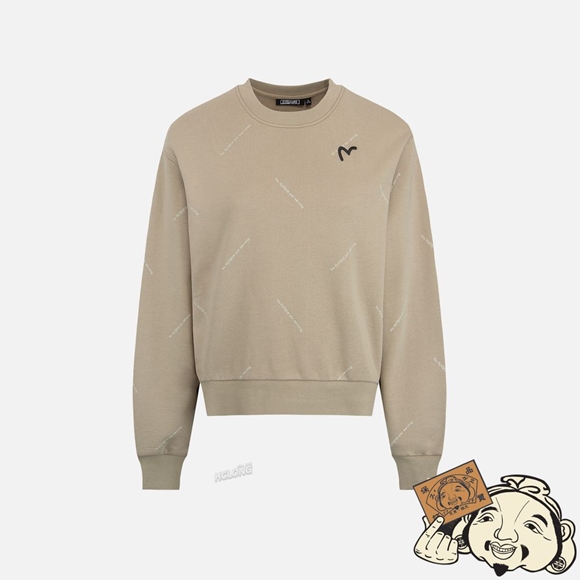 Women Evisu MONOGRAM PRINT SWEATSHIRT Kaki | 693OTAVDZ