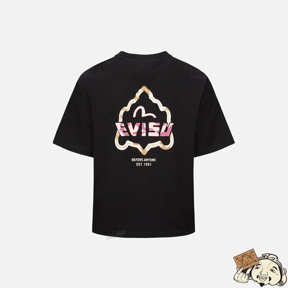 Women Evisu OUTLINE GODHEAD PRINT T-SHIRT Noir | 508LFJISM
