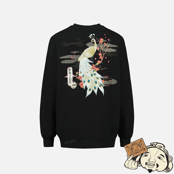Women Evisu Peacock and Tsubaki Print Sweatshirt Noir | 708SIJQFR