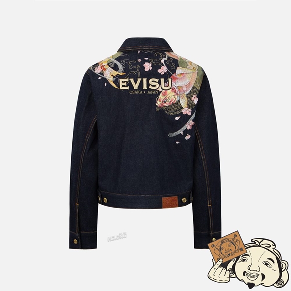 Women Evisu TATTOO KOI AND SAKURA EMBROIDERY DENIM JACKET Indigo | 205OHMASQ