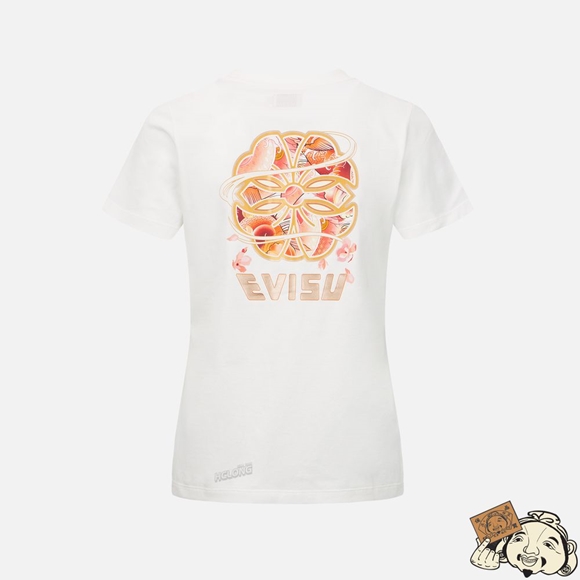 Women Evisu WAVE-PATTERN KAMON PRINT T-SHIRT Blanche | 741SRTWHC