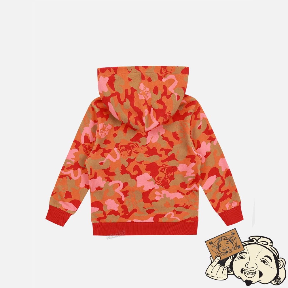 Kids Evisu ALLOVER CAMOUFLAGE PRINT HOODED SWEATSHIRT Rouge | 175QBPANT