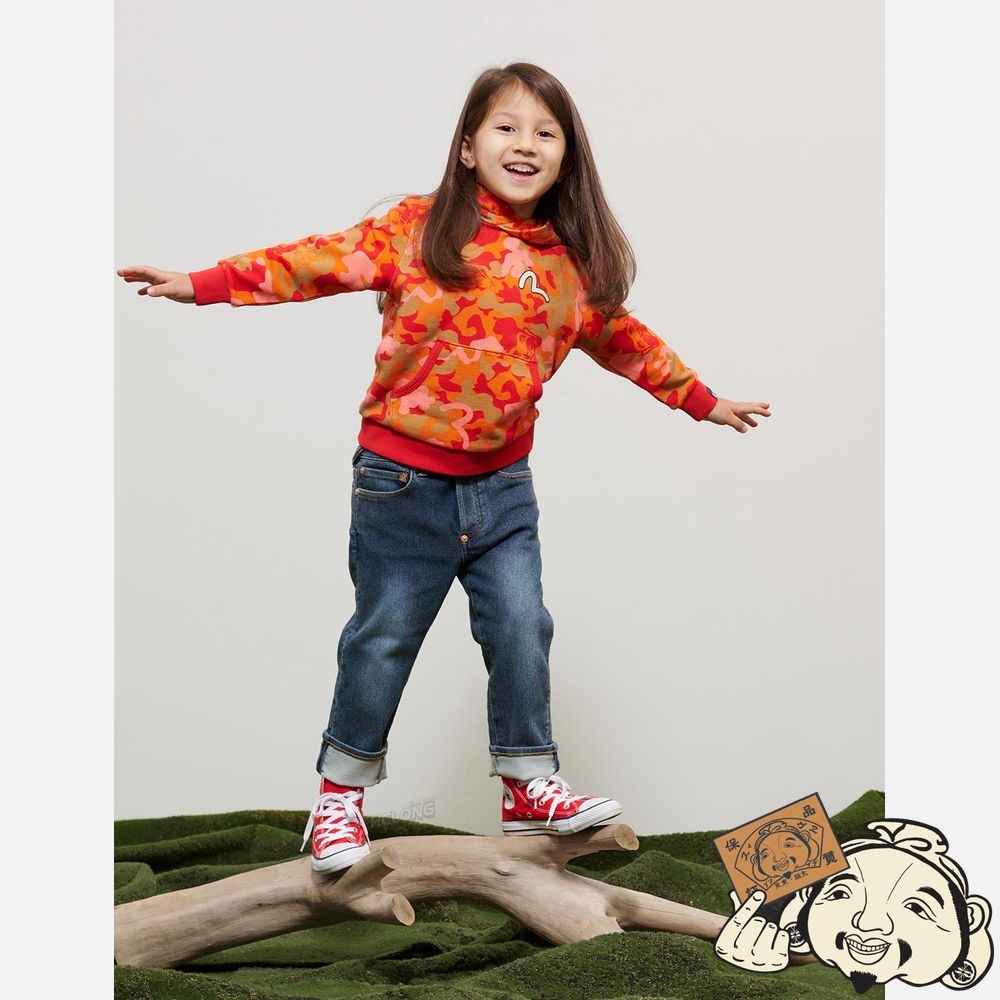 Kids Evisu ALLOVER CAMOUFLAGE PRINT HOODED SWEATSHIRT Rouge | 175QBPANT