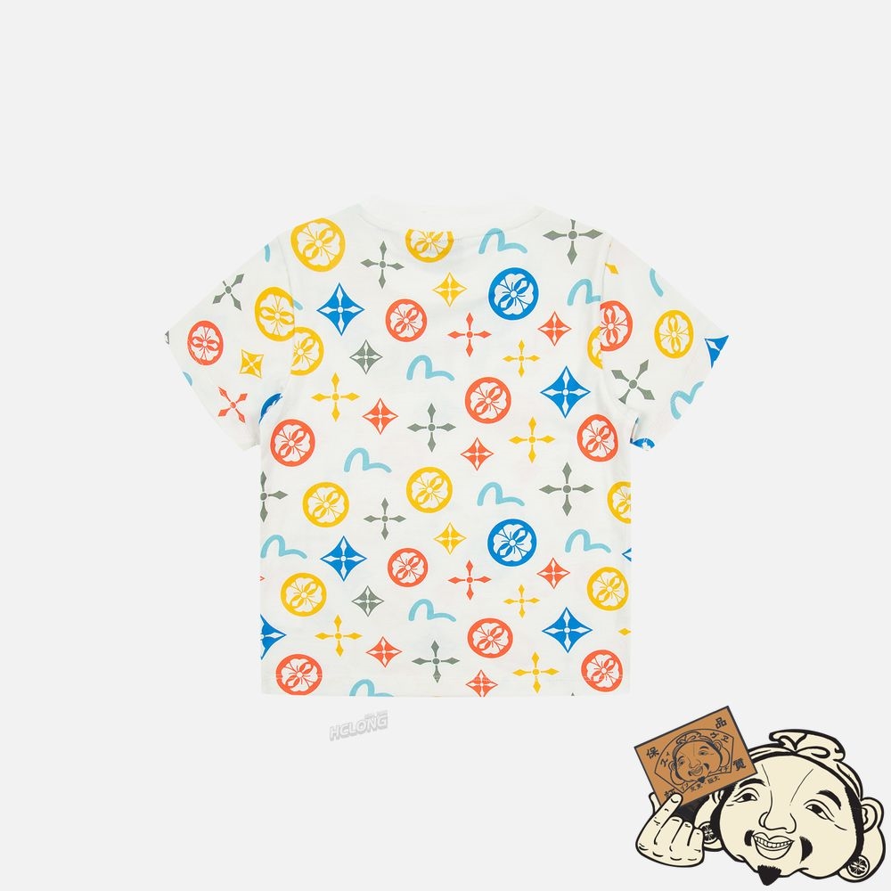 Kids Evisu ALLOVER LOGO PRINT T-SHIRT Blanche | 402CTLPEY