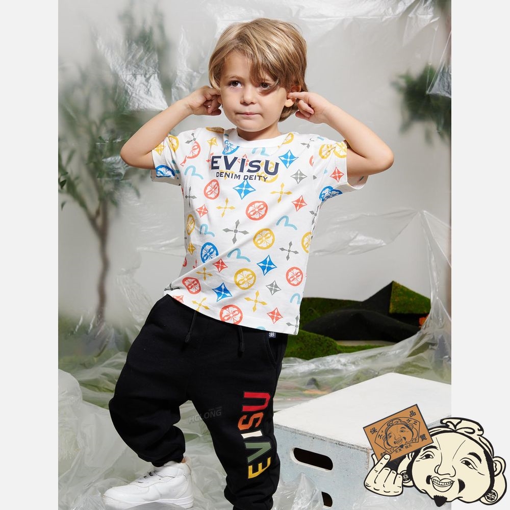 Kids Evisu ALLOVER LOGO PRINT T-SHIRT Blanche | 402CTLPEY