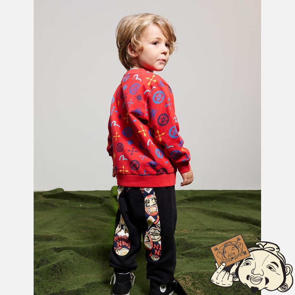 Kids Evisu ALLOVER SEAGULL AND KAMON PRINT SWEATSHIRT Rouge | 350AGVUBC