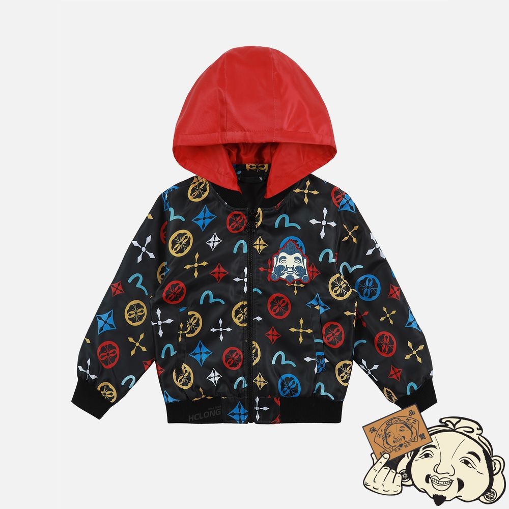 Kids Evisu ALLOVER SEAGULL AND KAMON PRINT JACKET Noir | 398PBYKZX