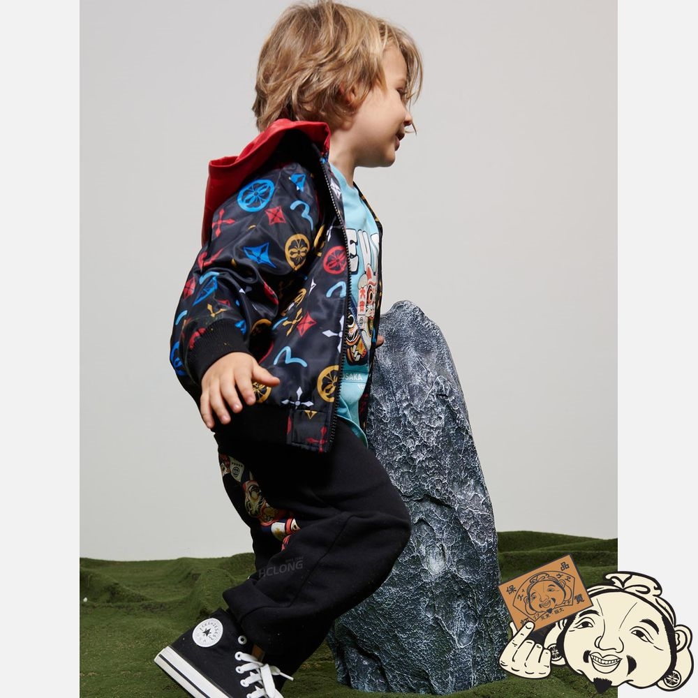 Kids Evisu ALLOVER SEAGULL AND KAMON PRINT JACKET Noir | 398PBYKZX