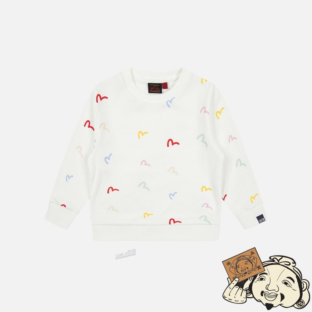 Kids Evisu ALLOVER SEAGULL PRINT SWEATSHIRT Blanche | 329TXHEAP