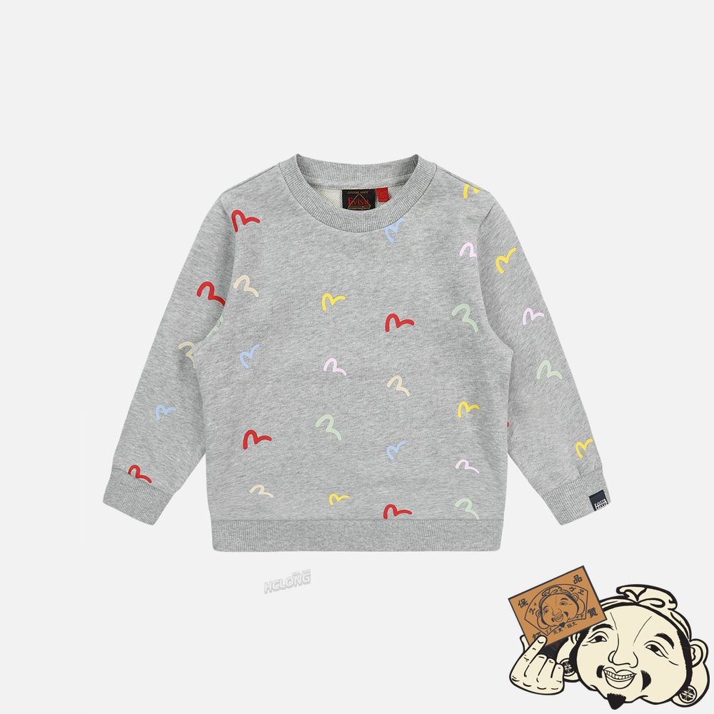 Kids Evisu ALLOVER SEAGULL PRINT SWEATSHIRT Grise | 578OICDYH