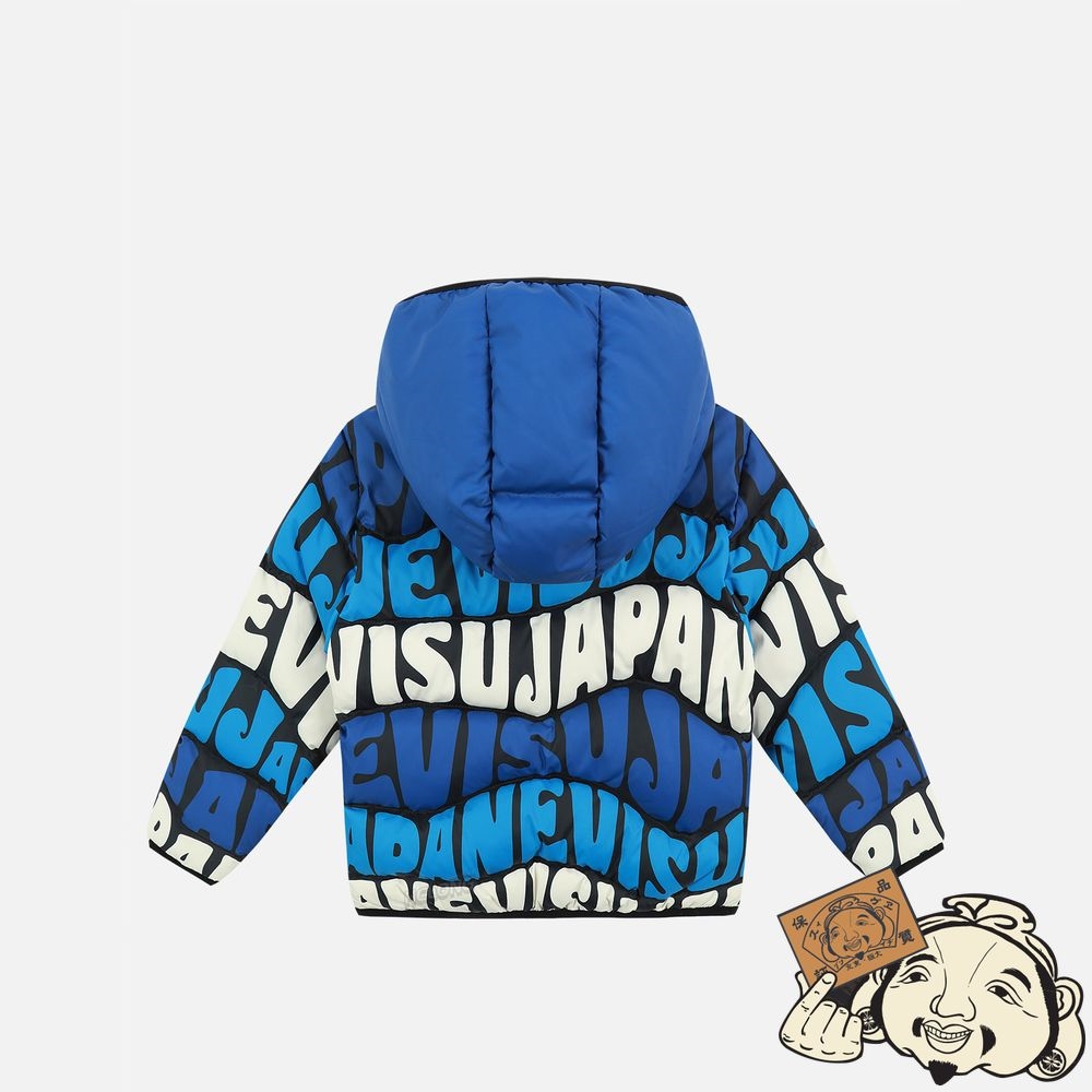 Kids Evisu ALLOVER WAVEY LOGO PRINT DOWN JACKET Bleu | 065YPLABJ