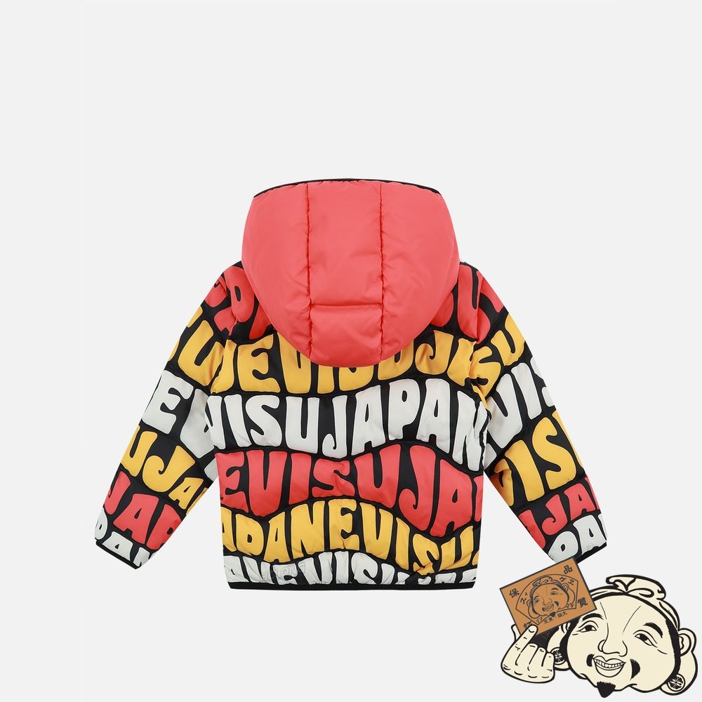 Kids Evisu ALLOVER WAVEY LOGO PRINT DOWN JACKET Orange | 829MVYQXL