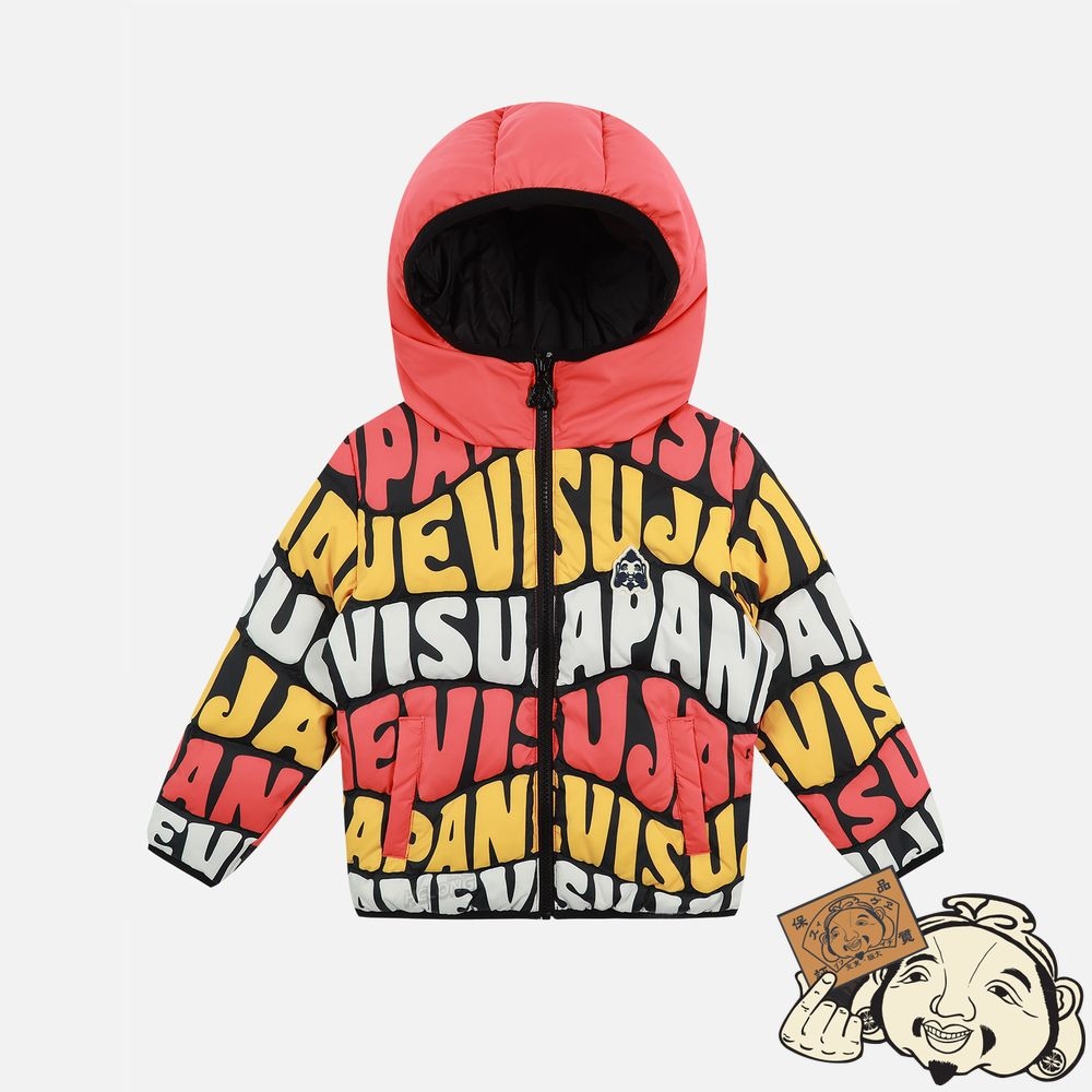 Kids Evisu ALLOVER WAVEY LOGO PRINT DOWN JACKET Orange | 829MVYQXL